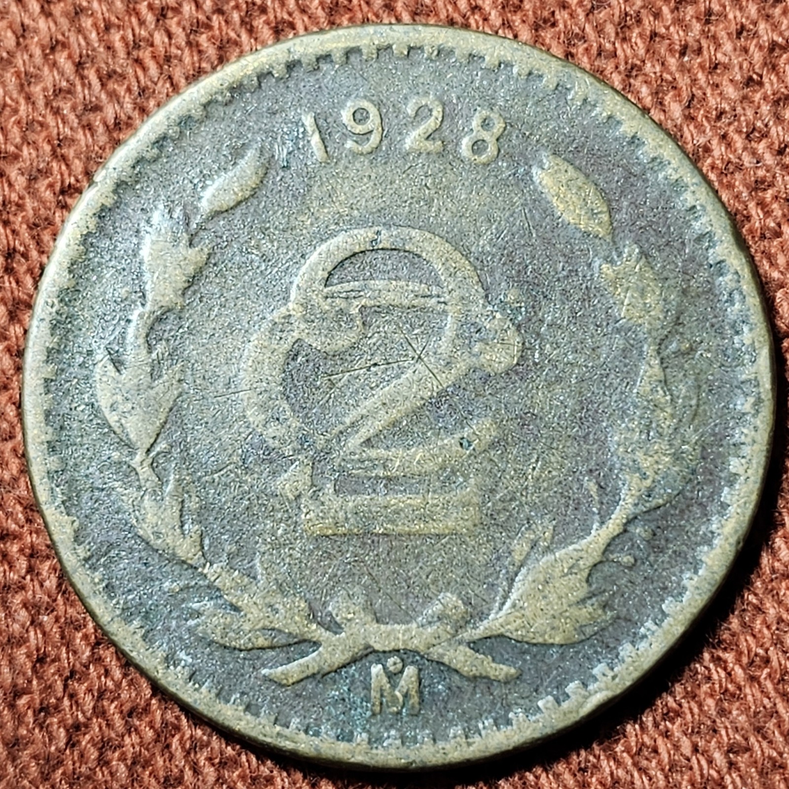 1928 Mo Mexico 2 Centavos Coin VG KM#419
