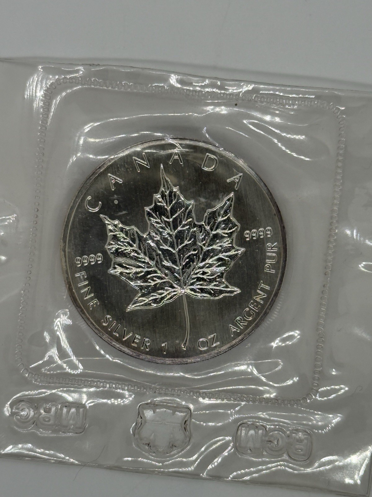 1989 Maple Leaf 1oz .9999 Fine Silver in Original Sealed Plastic RCM pack#516