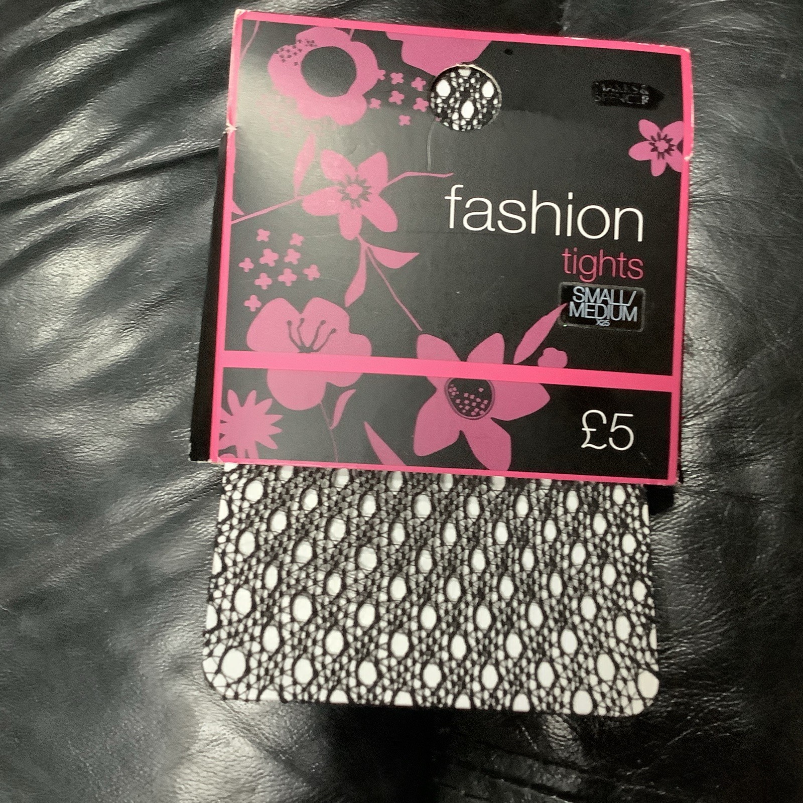 🦵 MARKS & SPENCER LIMITED COLLECTION SIZE S/M BLACK PATTERNED FASHION TIGHTS