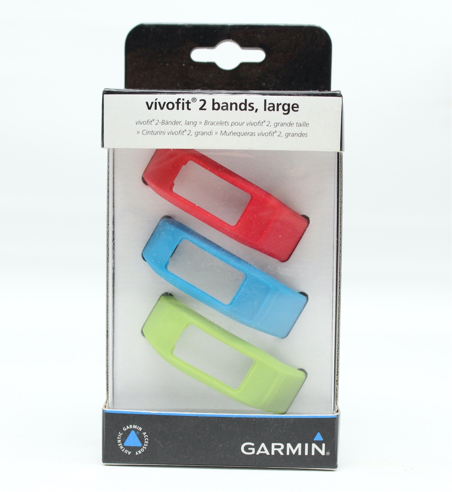 NEW Garmin Vivofit 2 Bands Large Assorted Red Blue Green 3 Pack NIB Watch Band