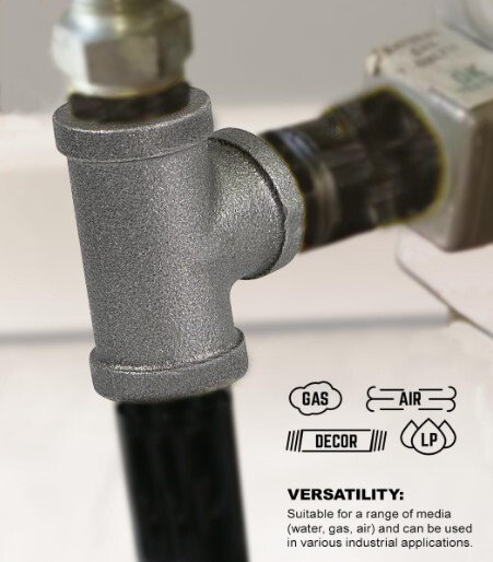 Black Steel Female Threaded Iron Pipe Fitting 1/4" NPT Tee Malleable Tee Fitting