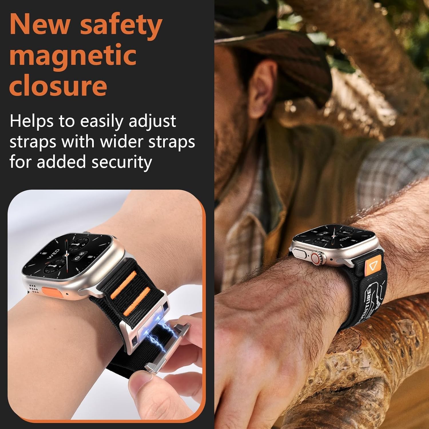 Magnetic Nylon Strap Compatible with Apple Watch Ultra 49mm Breathable Loop