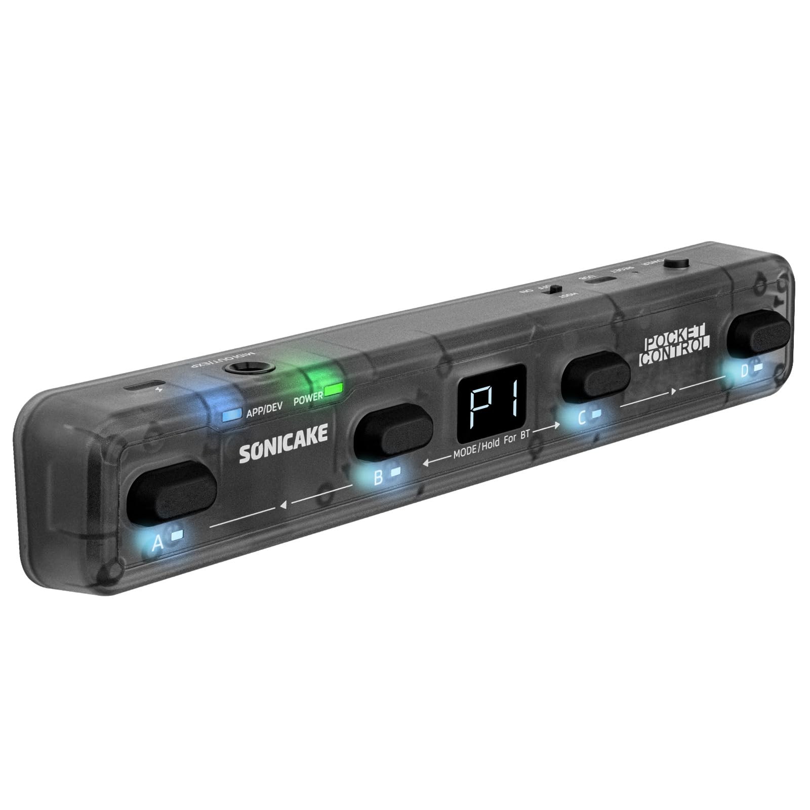 SONICAKE Pocket Control - MIDI Foot Controller, Wired/Wireless MIDI Transmiss...