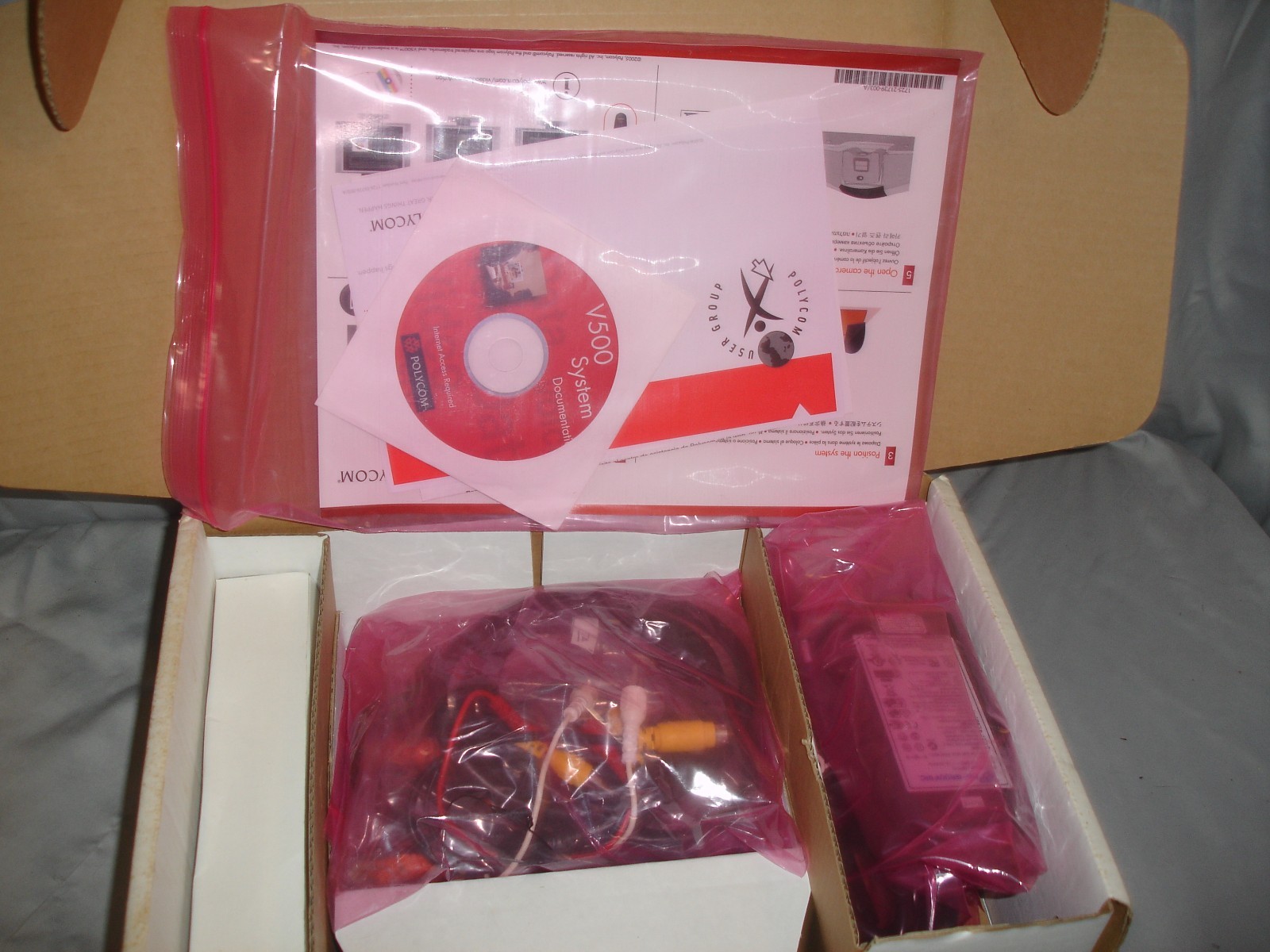 Polycom V500 Video Conferencing System Base Box (Open Box) & Accessories (Mixed)