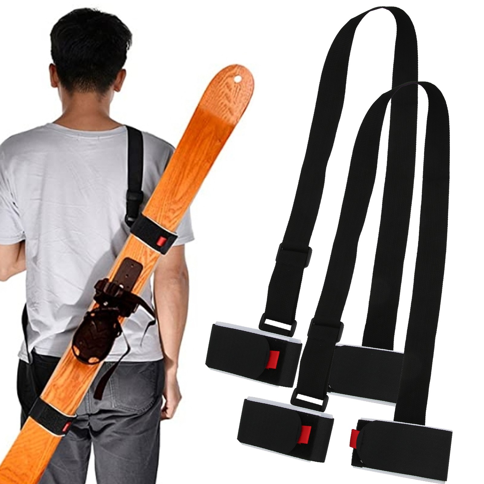 2Pcs Snowboard Shoulder Strap Double Skis Adjustable Belt AFCZ