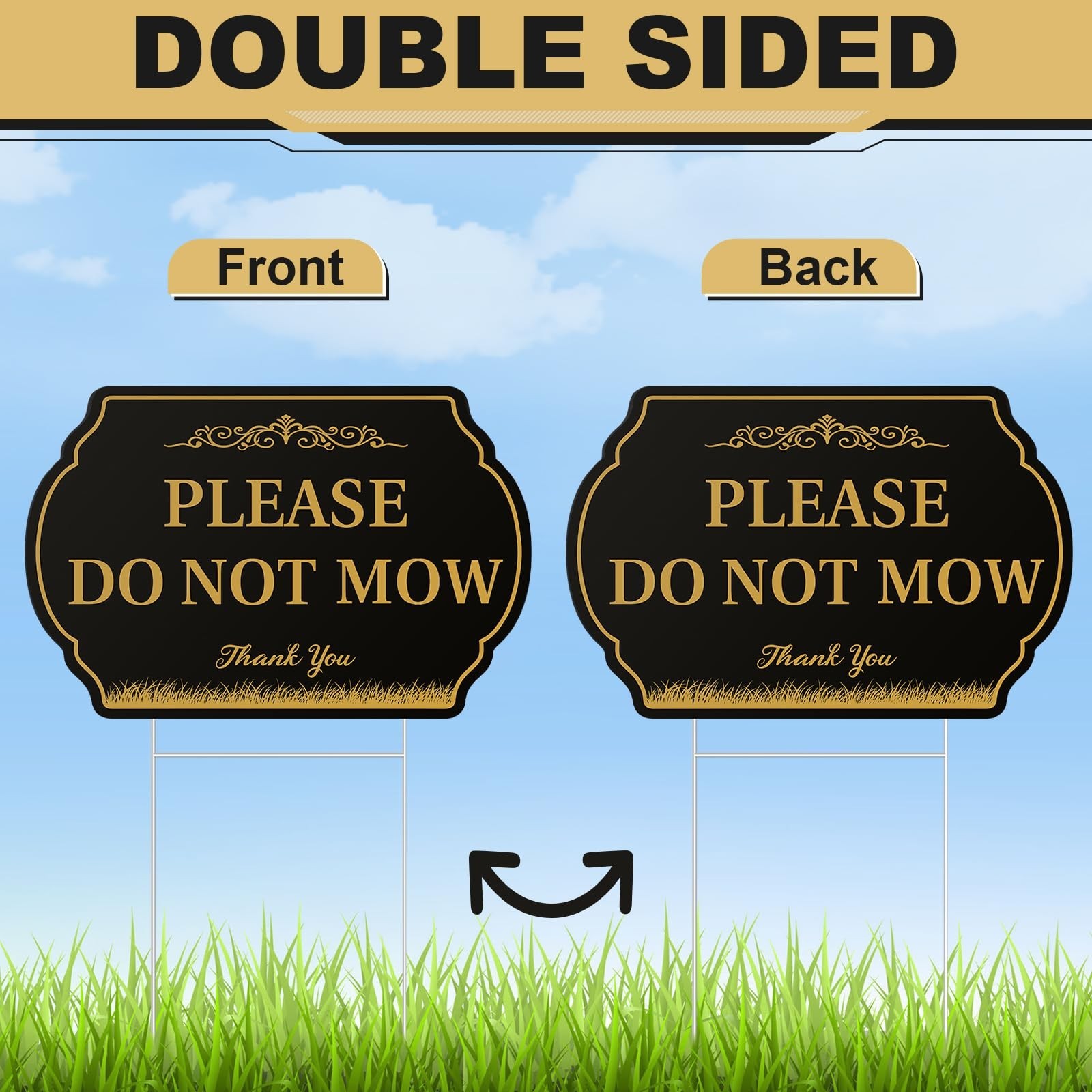 Soaoo 4 Pcs Please Do Not Mow Sign 12 x 8 Inches with Metal Stake Black Gold ...