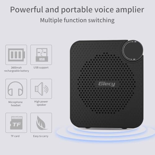 Portable Voice Amplifier with Wired Microphone Headset, Matte Black