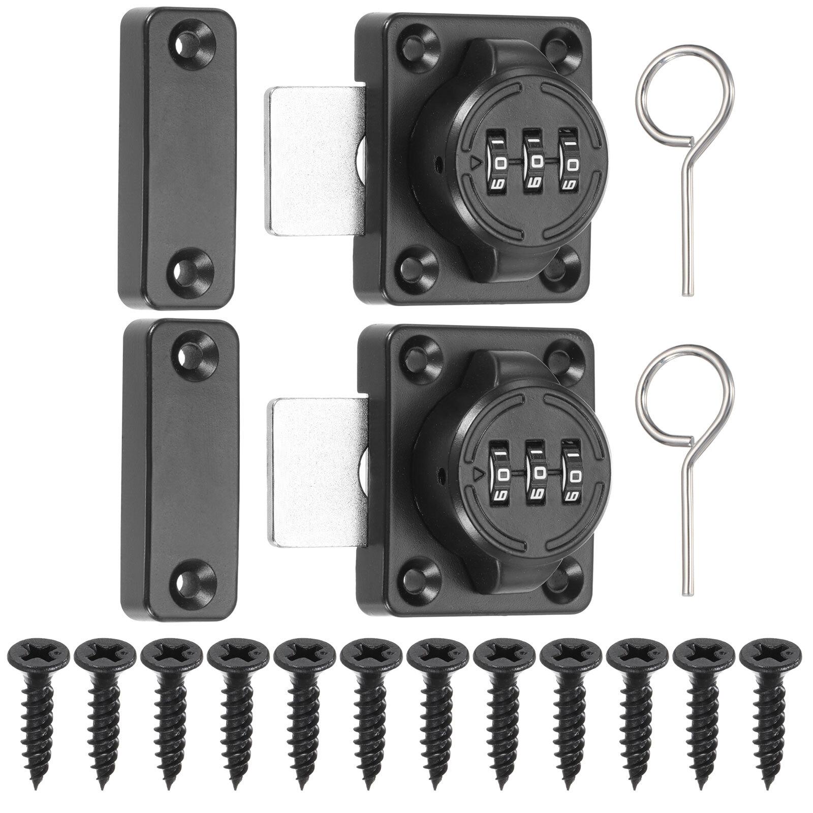 2 Pcs Combination Cabinet Latch Keyless Password Lock Black