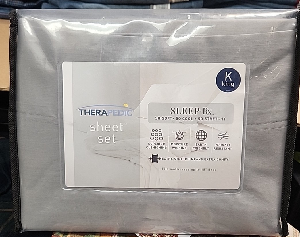 Therapedic Sheet Set Sleep Rx /King /Queen/ So Soft/ Fits mat Up To 18"deep/Grey