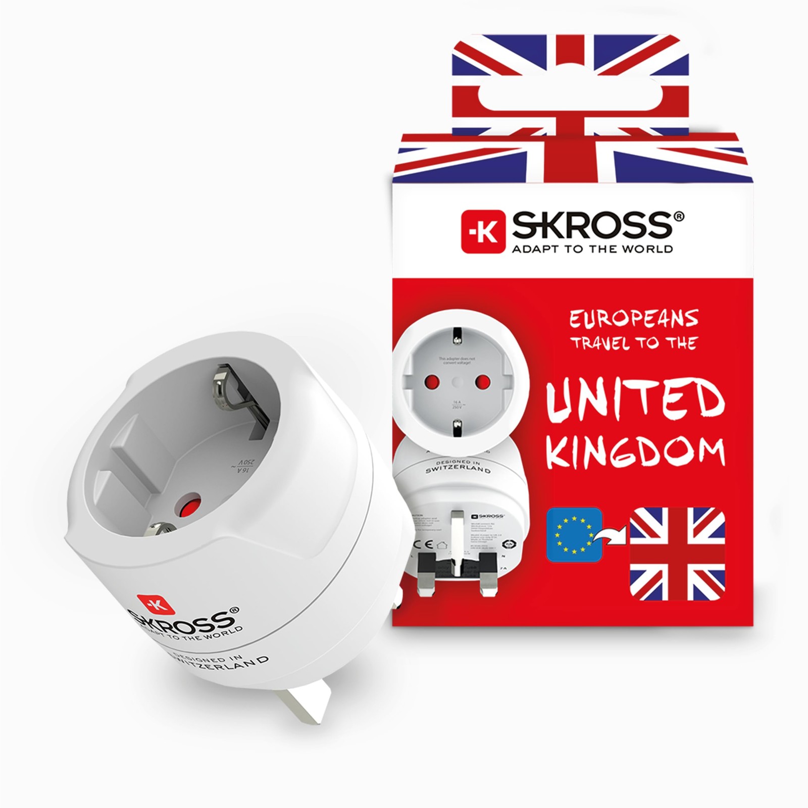 SKROSS Country Travel Adapter - Europe to UK UK, White