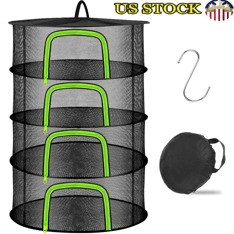 4 Layer Mesh Drying Rack Portable Folding Herb Flower Basket Food Storage New