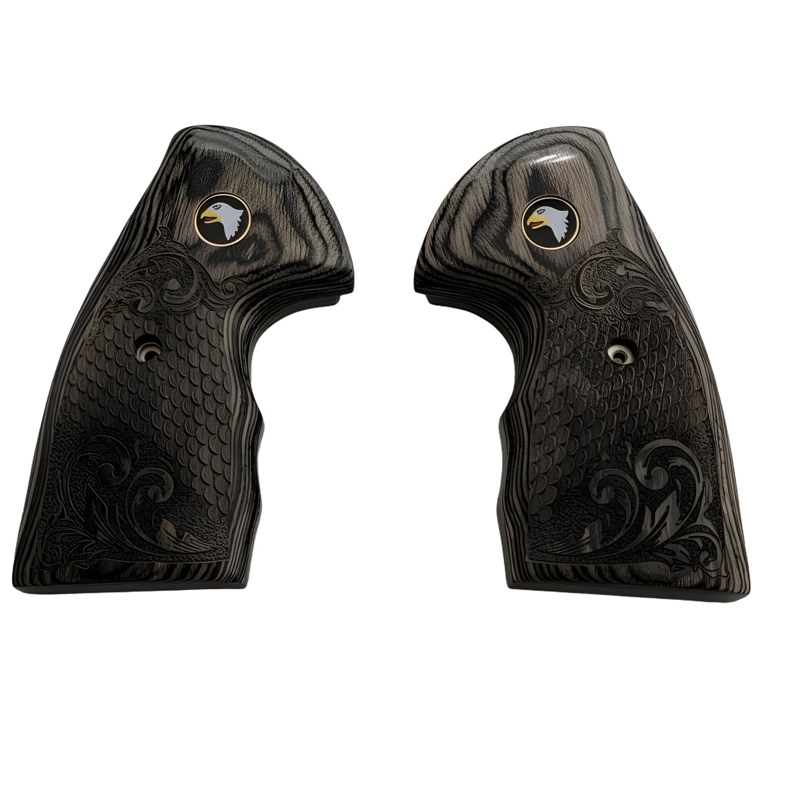 Colt Python Black Rosewood with Scrollwork and Scales Grips with Screaming Eagle