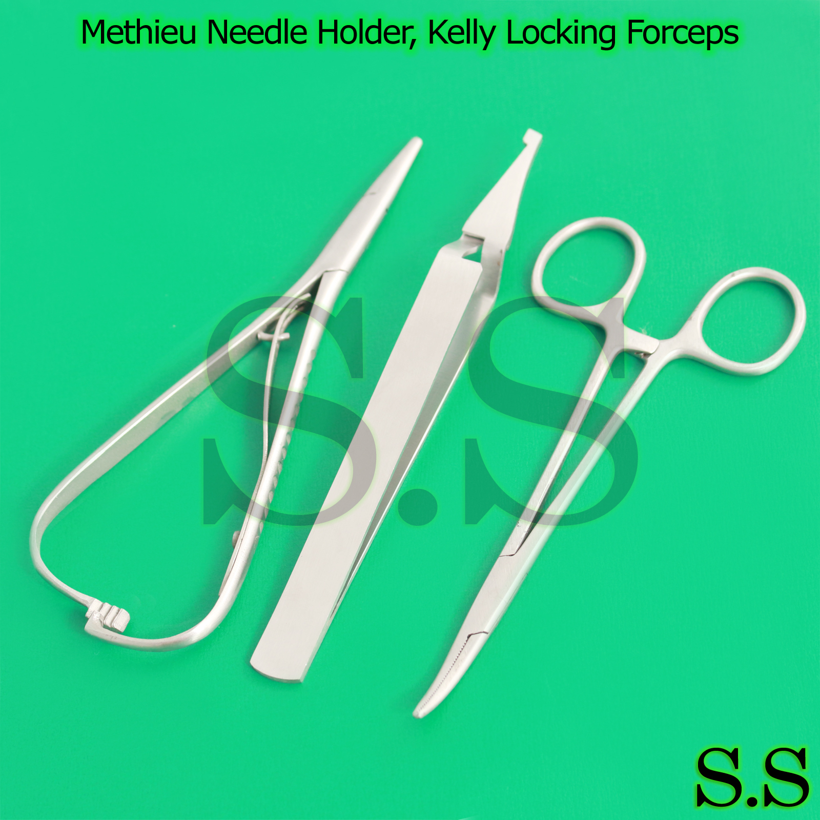 Methieu Needle Holder, Kelly Locking Forceps Ortho Bracket Holding Tweezer Kit