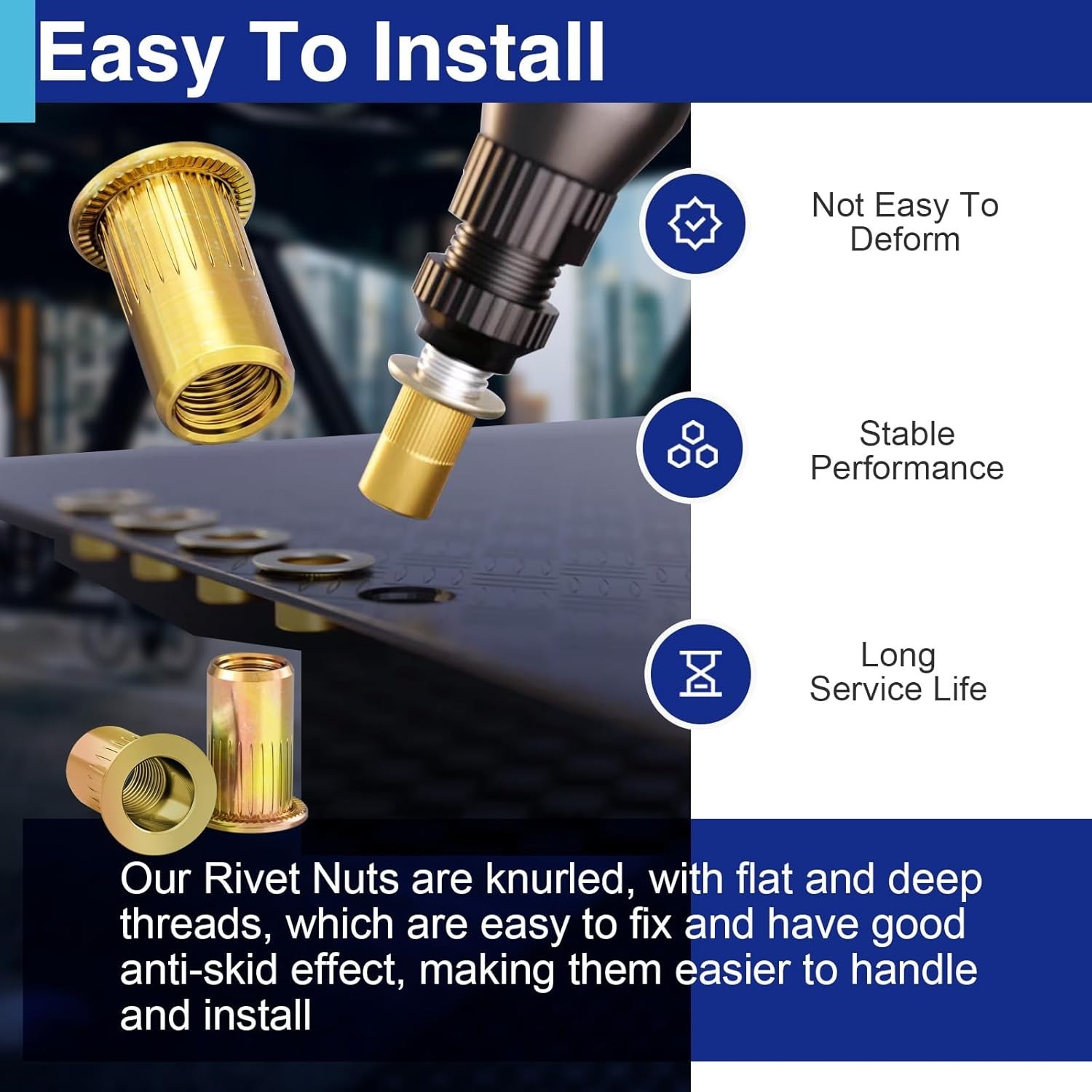 1/4-20 Rivet Nuts, Zinc Plated Carbon Steel Threaded Insert Rivnut Nutsert, F...