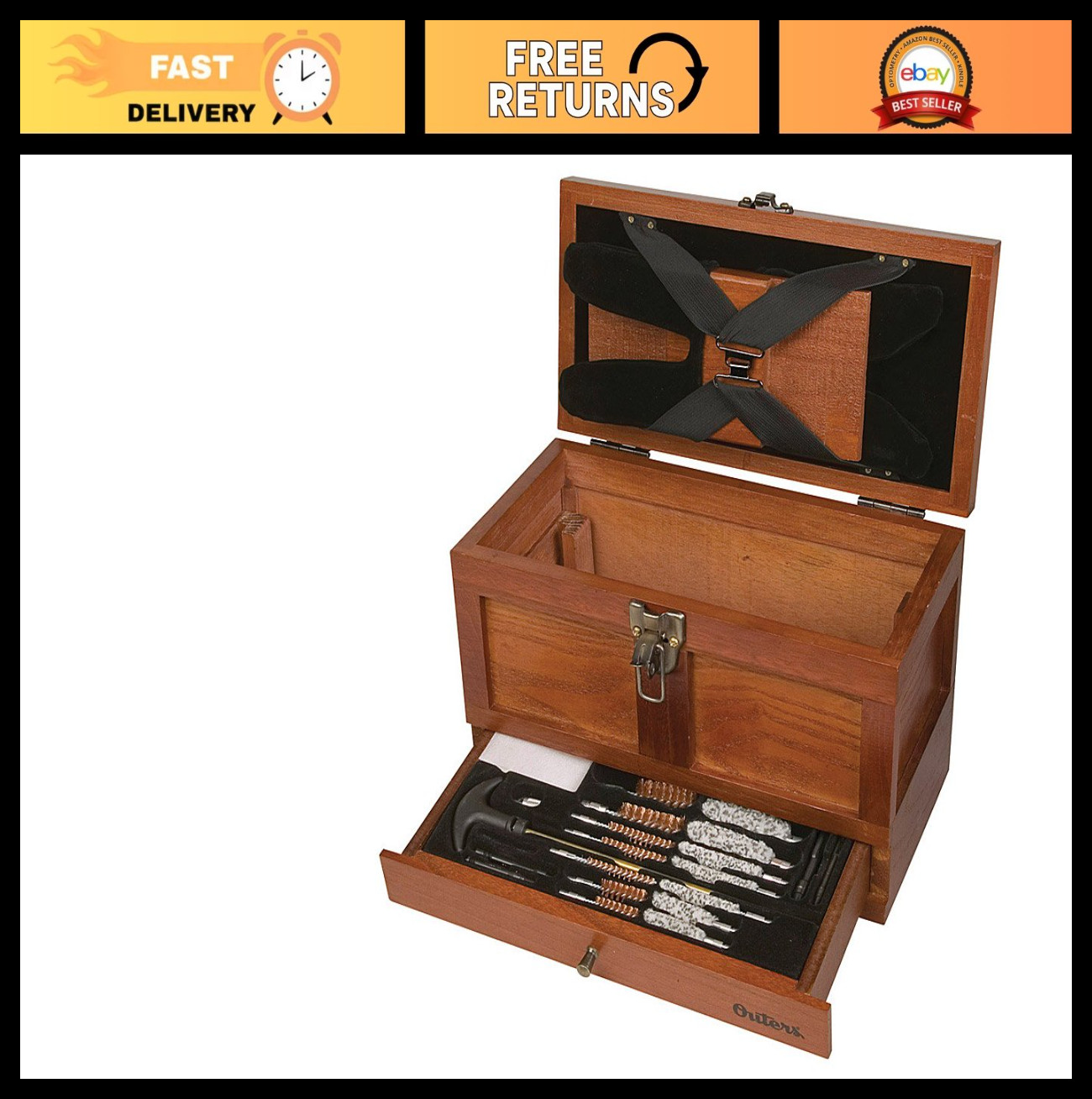 25-Piece Universal Wood Gun Cleaning Kit for .22 Caliber & Up - Multi Size Tools