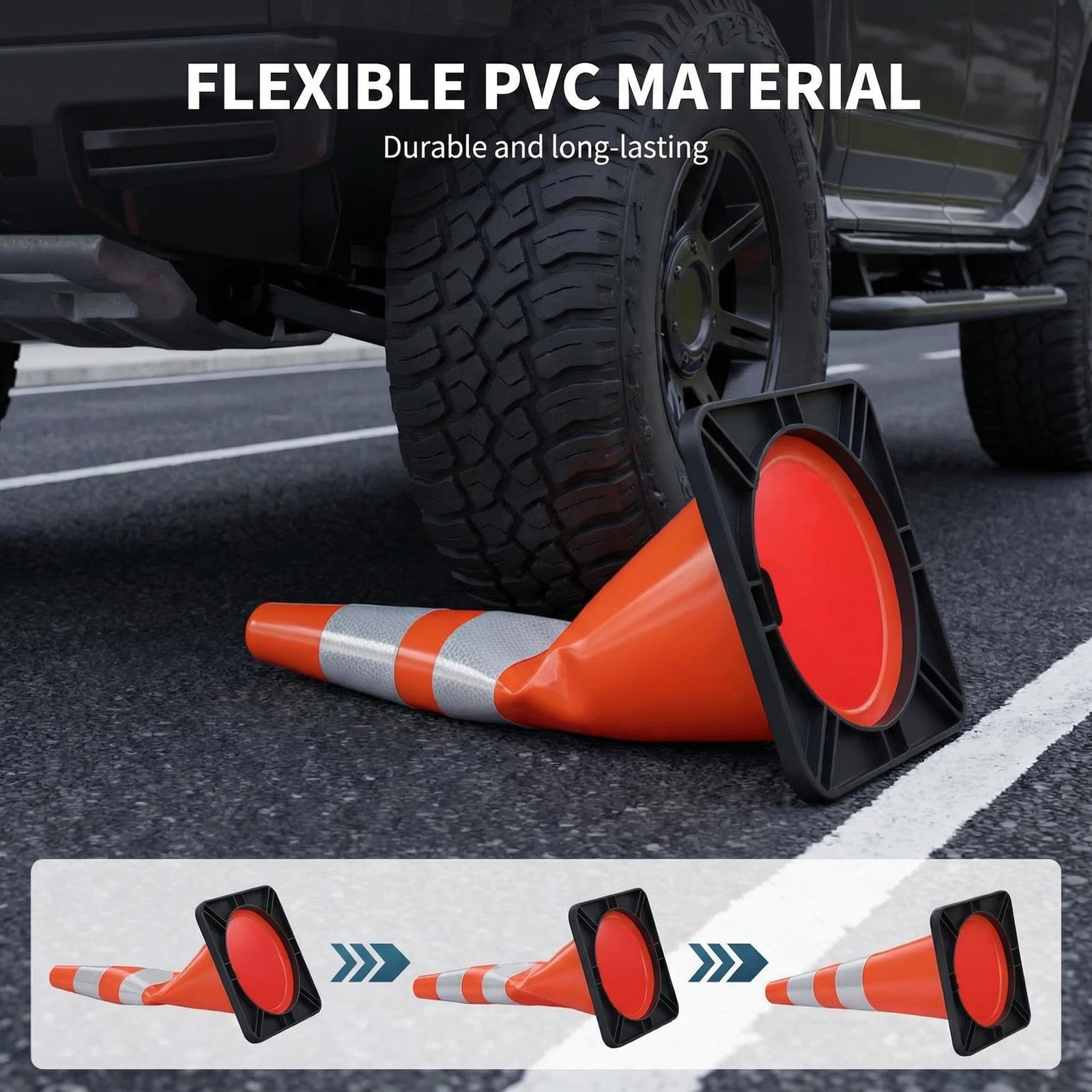 6Pack 28inch Orange PVC High-Performance Traffic Cone, Traffic Safety Cone