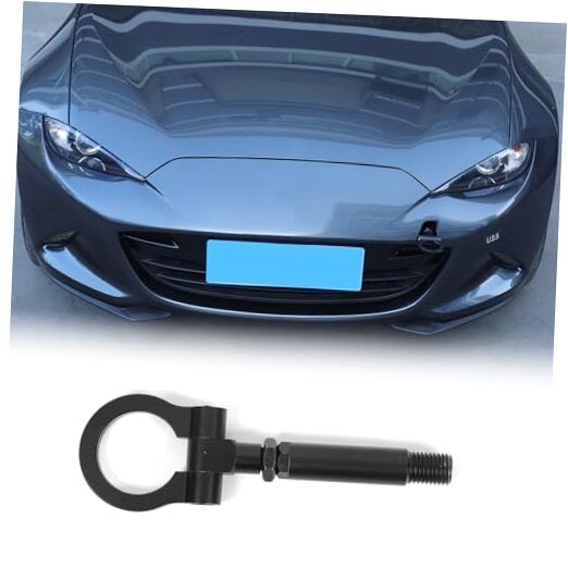 Track Racing Style Car Front Bumper Tow Hook Compatible with Mazda MX-5 Black