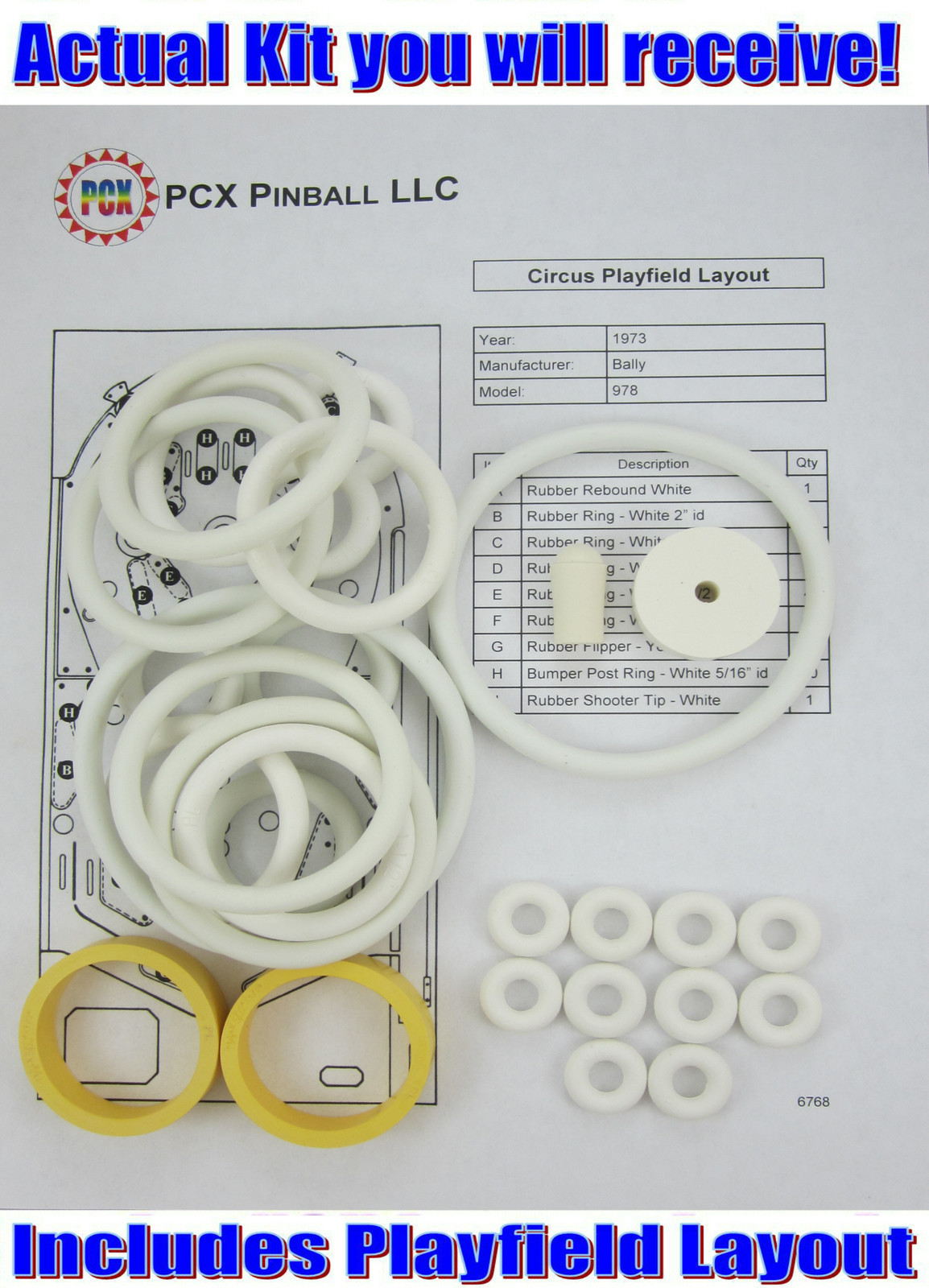 1973 Bally Circus Pinball Machine Rubber Ring Kit