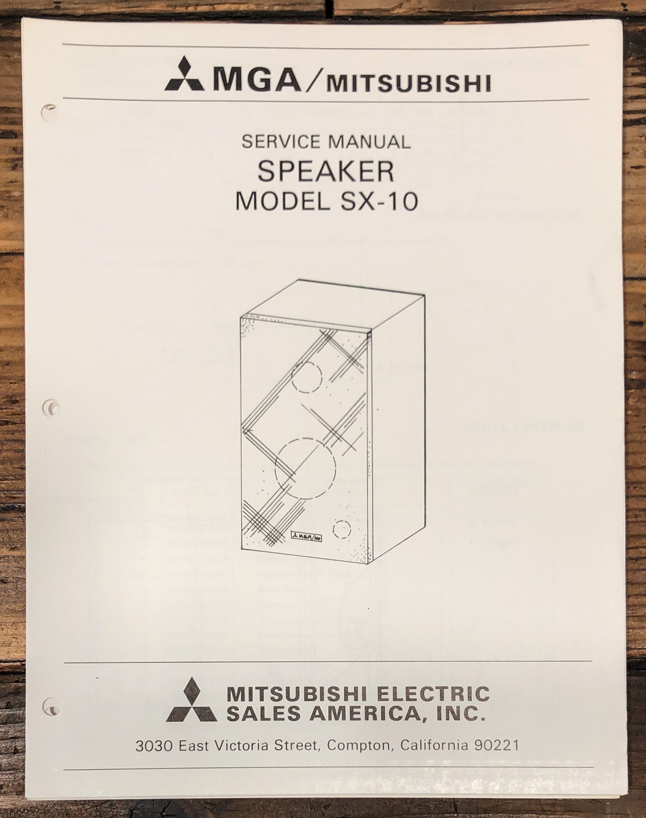 Mitsubishi SX-10 Speaker Service Manual *Original*