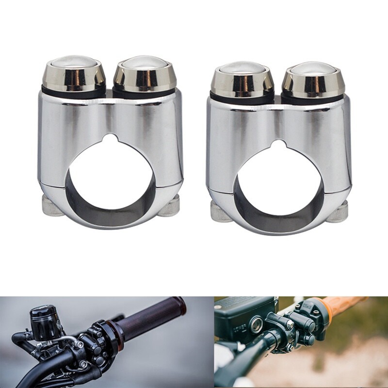 2pcs 1" Handlebar Control Switch Momentary Button M-Switches For Bobber Chopper