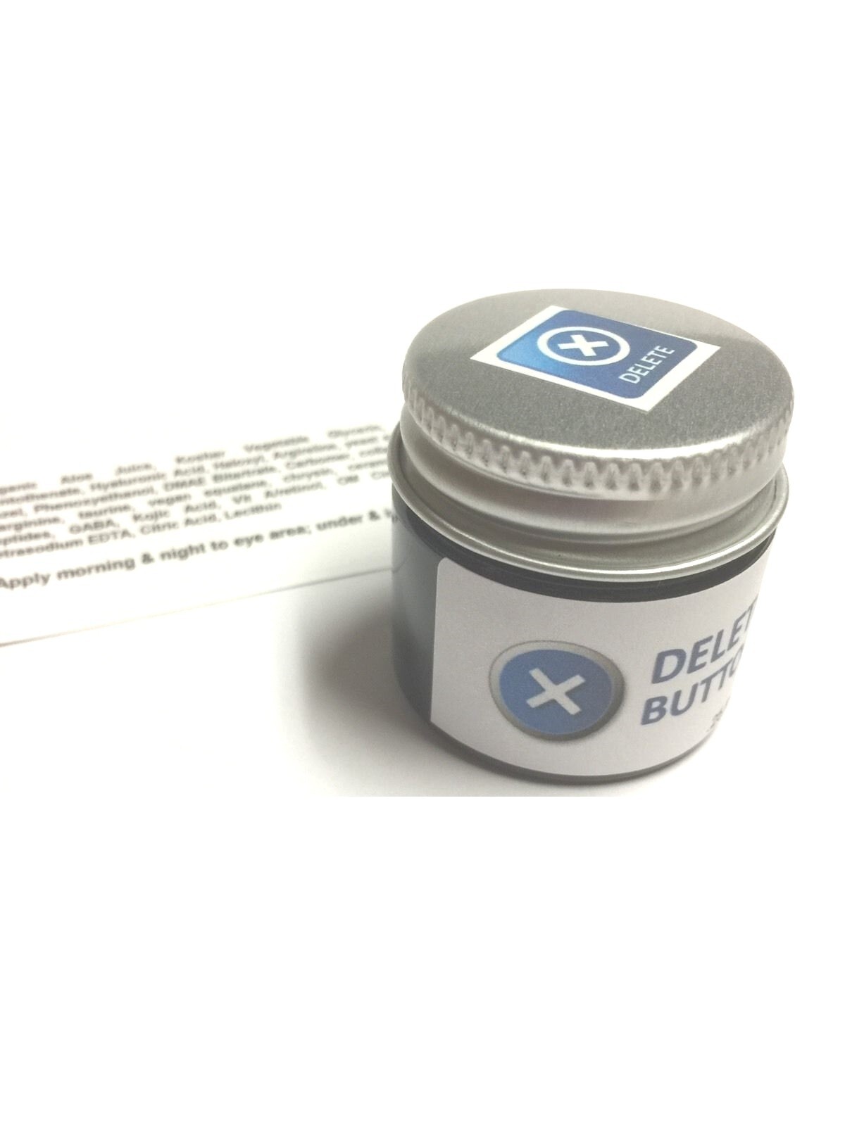 Delete Button Eye Gel Jar DMAE Haloxyl Caffeine Eyeseryl Puffy Dark Circles .5oz