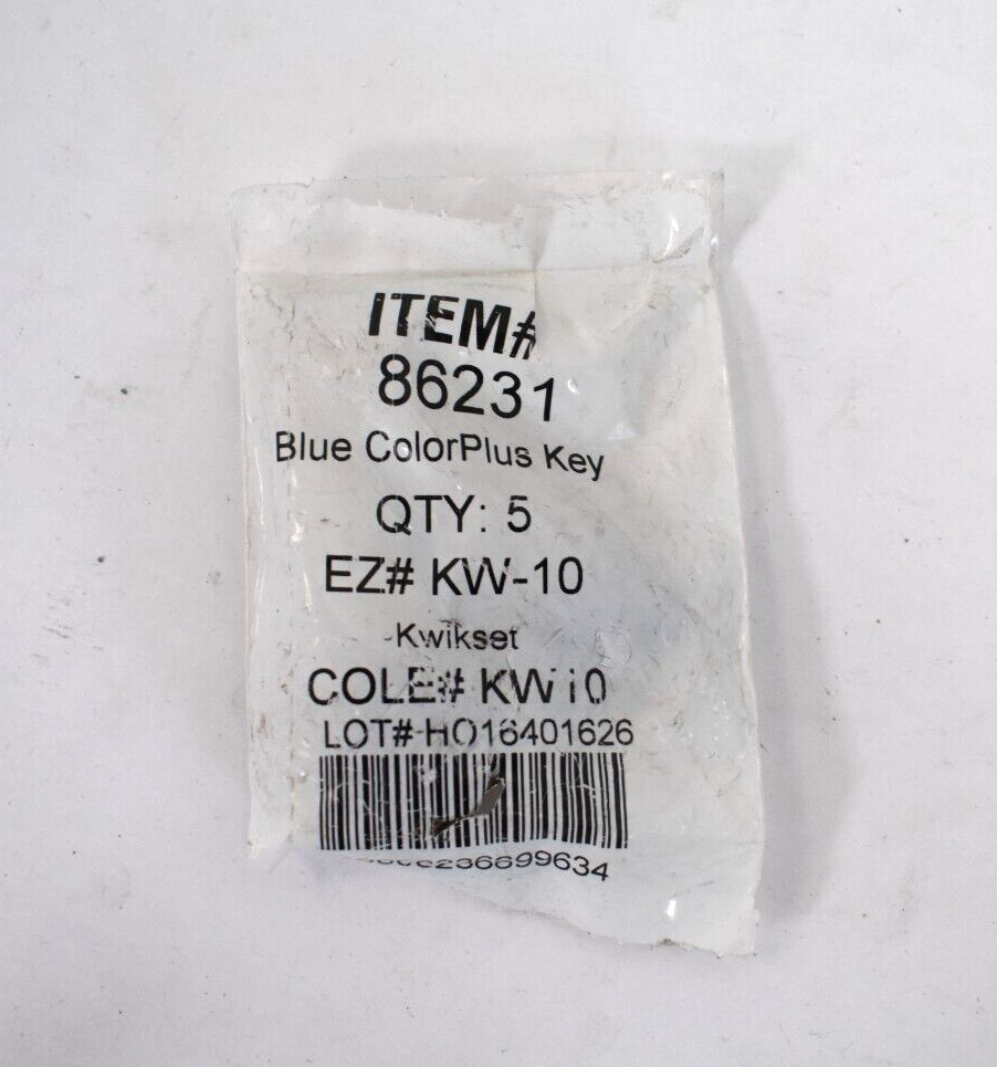 Lot of 5 Hillman Blue ColorPlus Key Blanks Universal Single Sided 86231