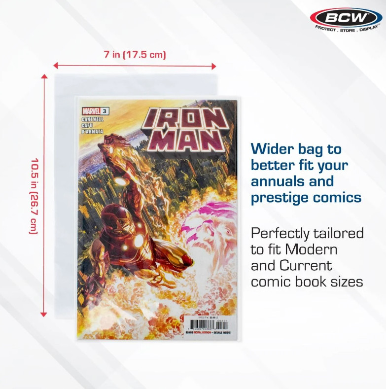BCW (New) 50 Pack - Current/Modern Size Comic Book Board & THICK Bag Set