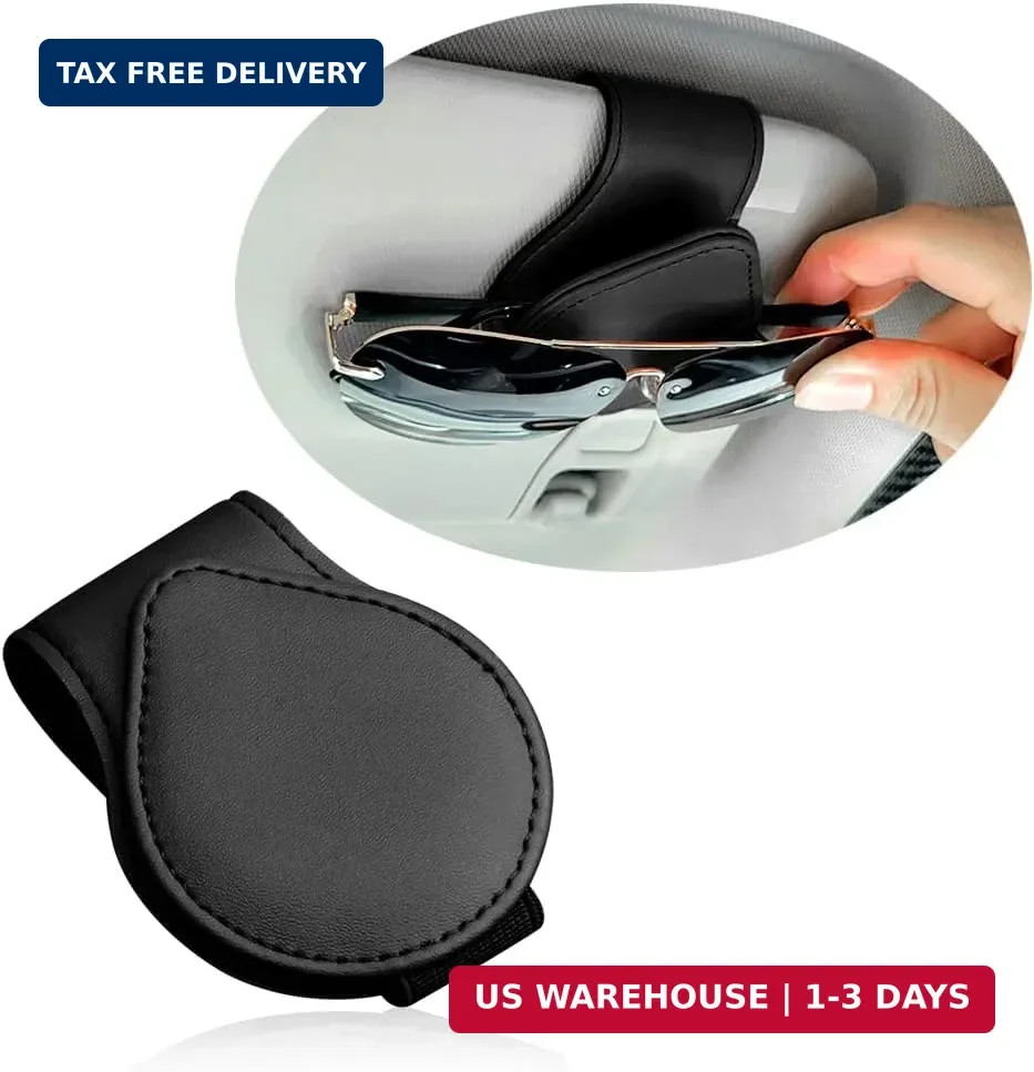 OFBAND Magnetic Sunglass Holder for Car Visor,PU Leather Car Sunglass Holder Org