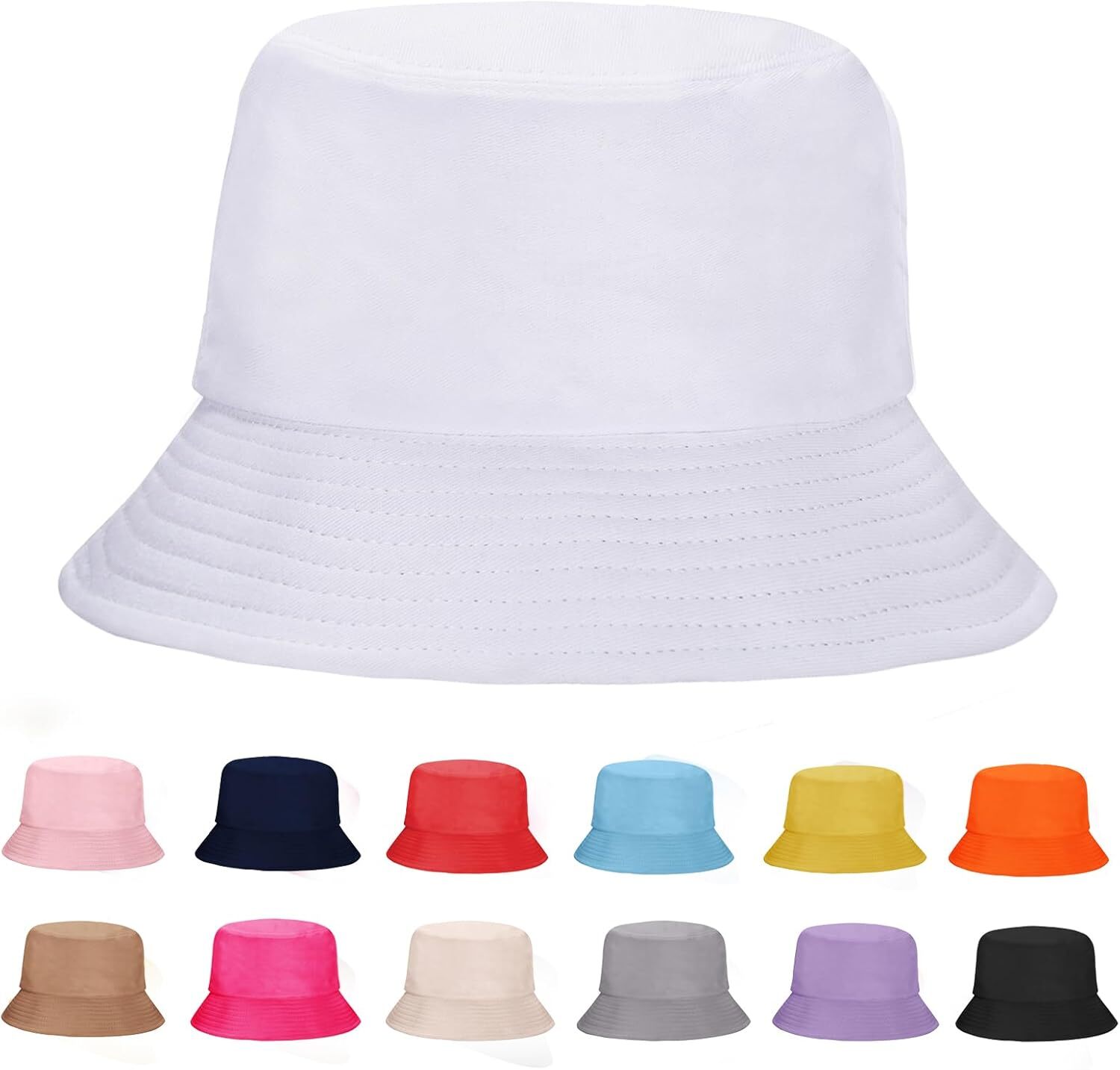 Rosoz 1 & 2 Pack Bucket Hat for Women Men Summer Travel Beach Sun 1pack-white