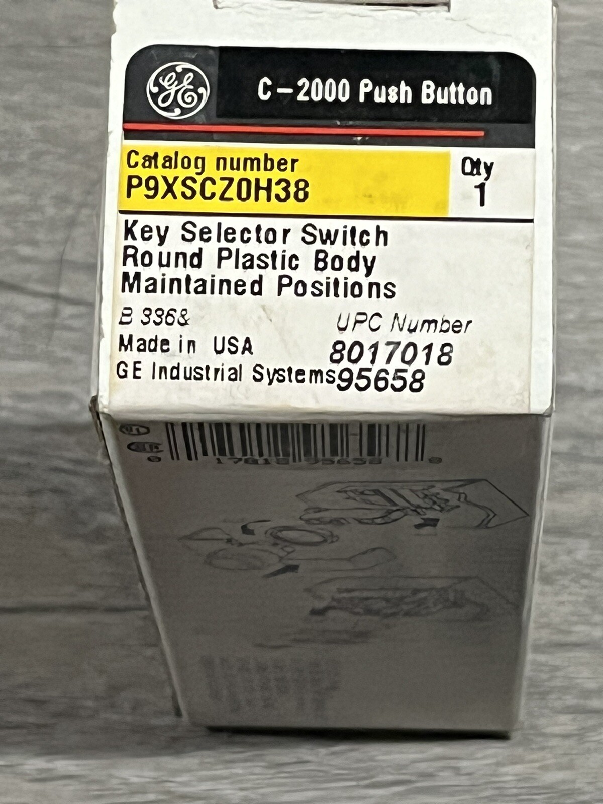 NEW General Electric P9XSCZOH38 C-2000 2-Position Keyed Selector Switch