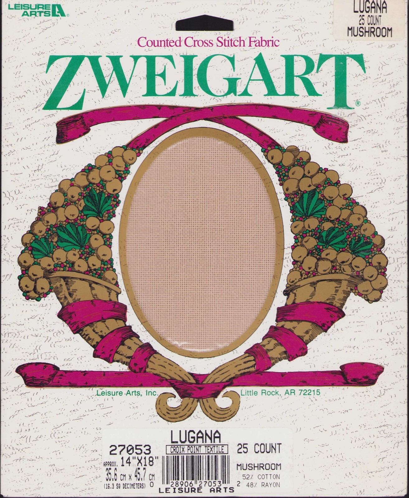 Zweigart Mushroom 25 ct Lugana Germany Switzerland 14x18" Cross Stitch Fabric