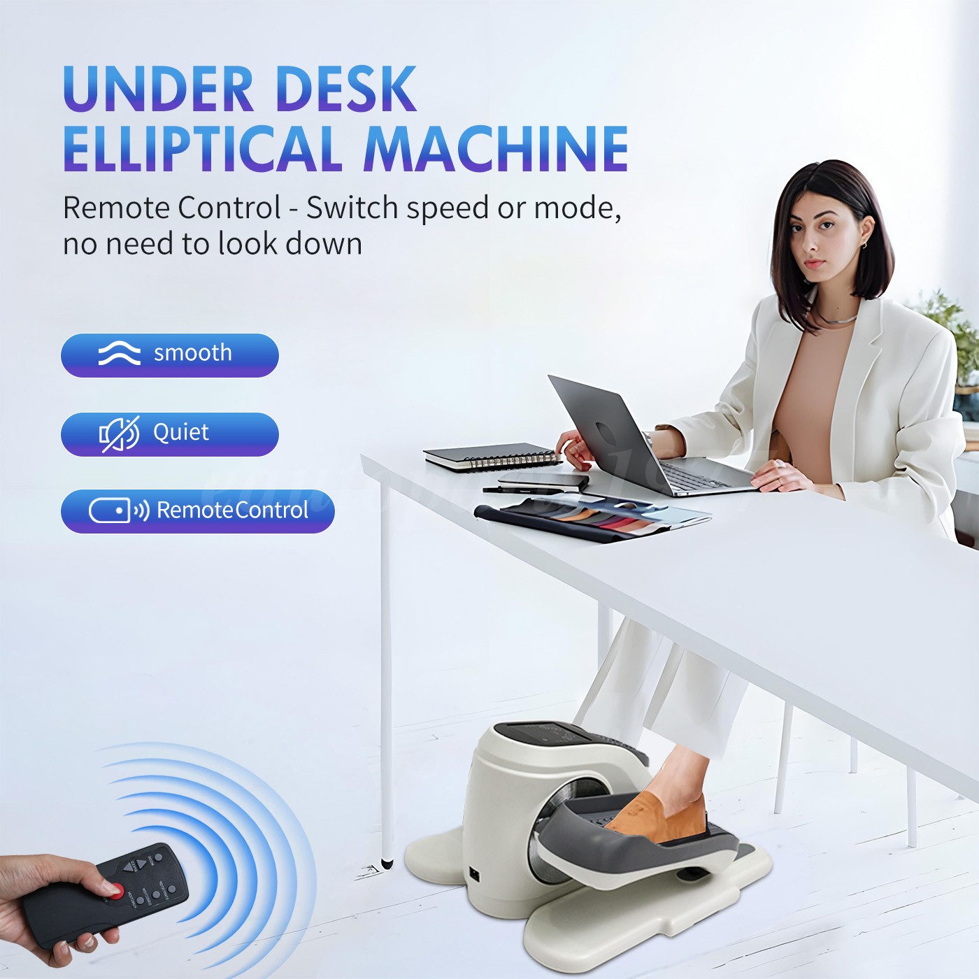 12Speed Under Desk Elliptical Machine Leg Exerciser For Home With Remote Control