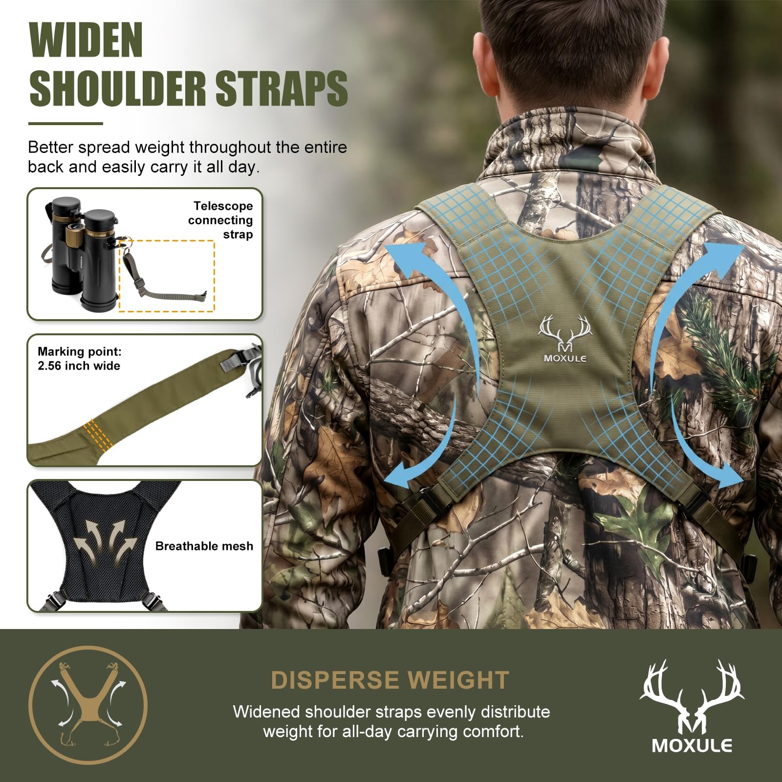 MOXULE Binocular Harness Chest Pack: Bino Case with One Size Fits Most, Green