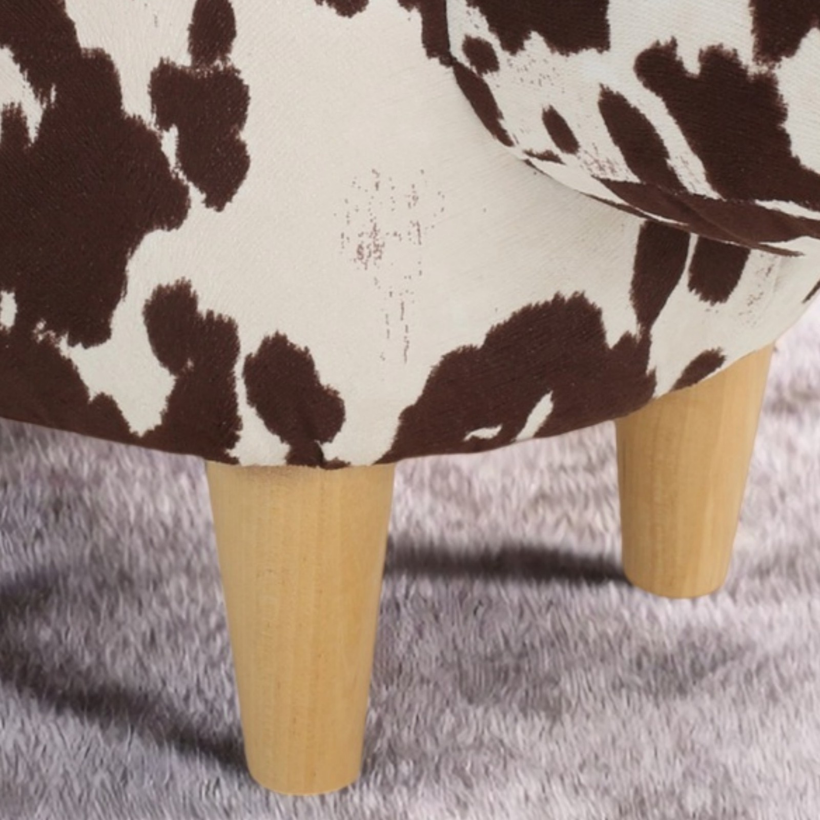 Cow Shaped Ottoman Cute Animal Footstool Wood Seat for Shoe Changing Entryway