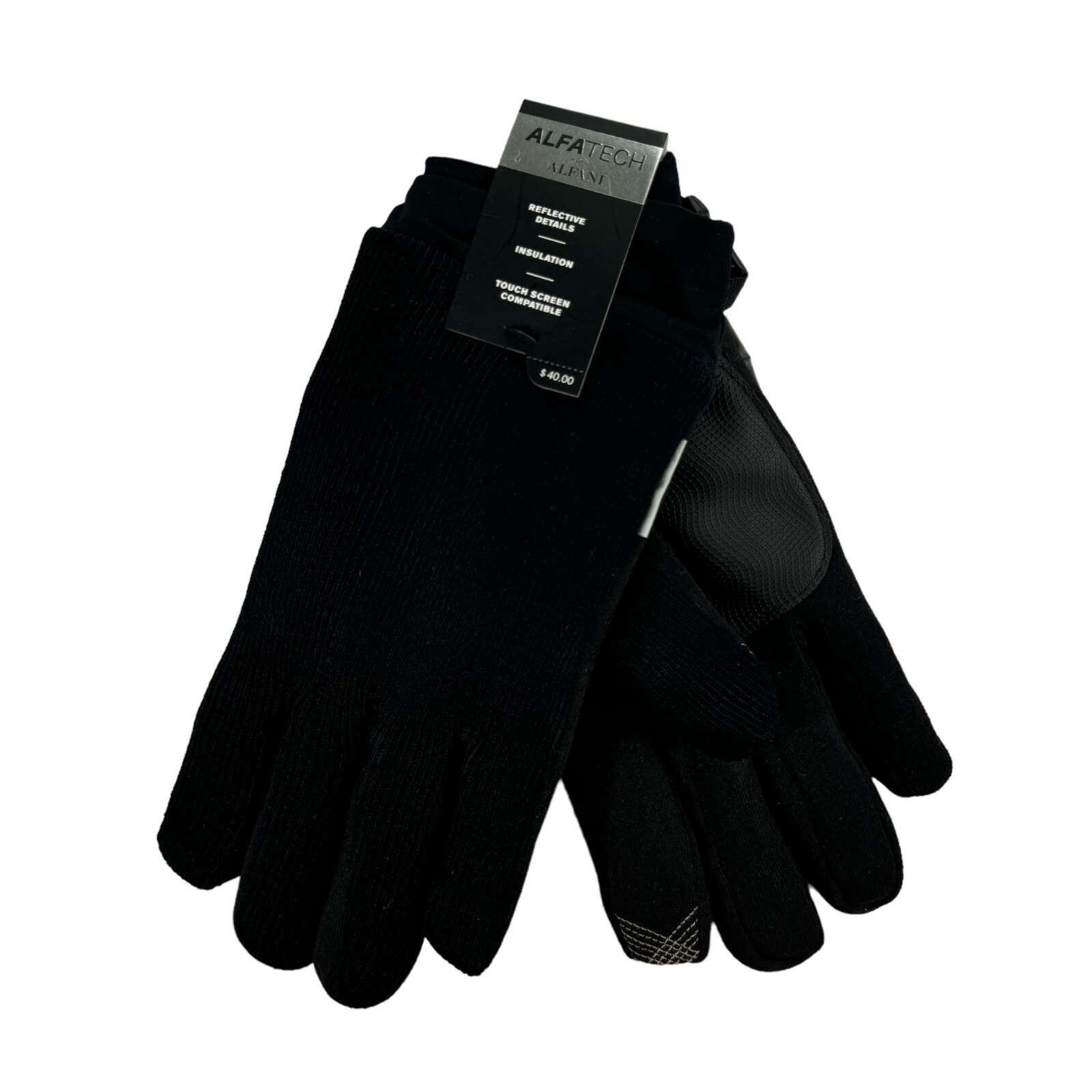 Alfani Mens Heavy Insulated Touch Screen Fleece-Lined Gloves Black OS