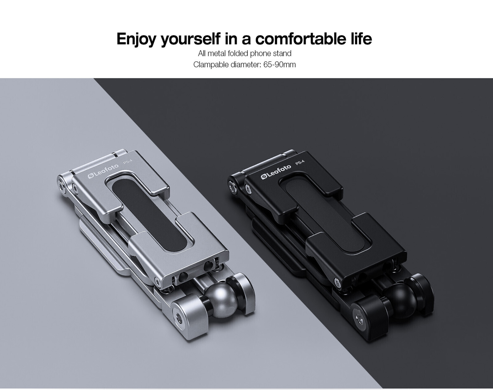 Leofoto PS-4 Foldable Multi-Functional Smartphone Clamp Black