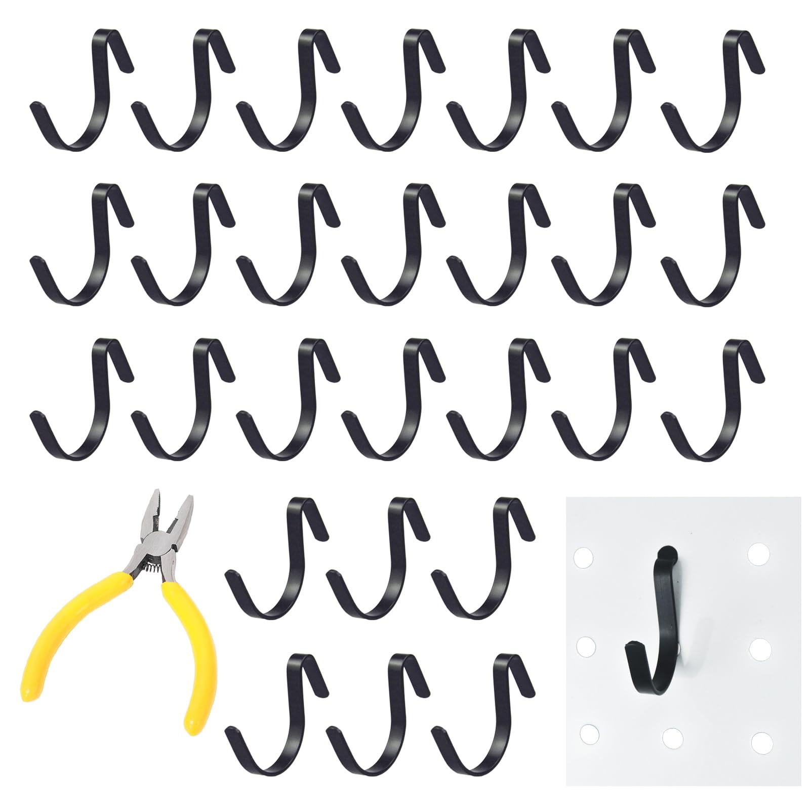 Black Pegboard J Hooks - 80pcs Metal Peg Board Hooks for Hanging, Pegboard Wa...