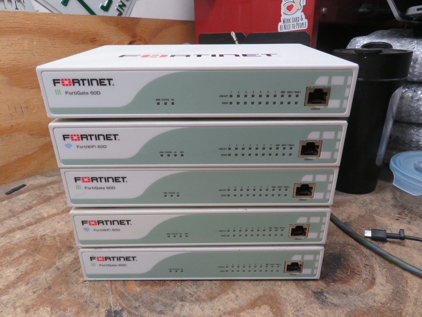 LOT OF 5 Fortinet FortiGate 60D FG-60D Firewall Security Appliance FWF-60D