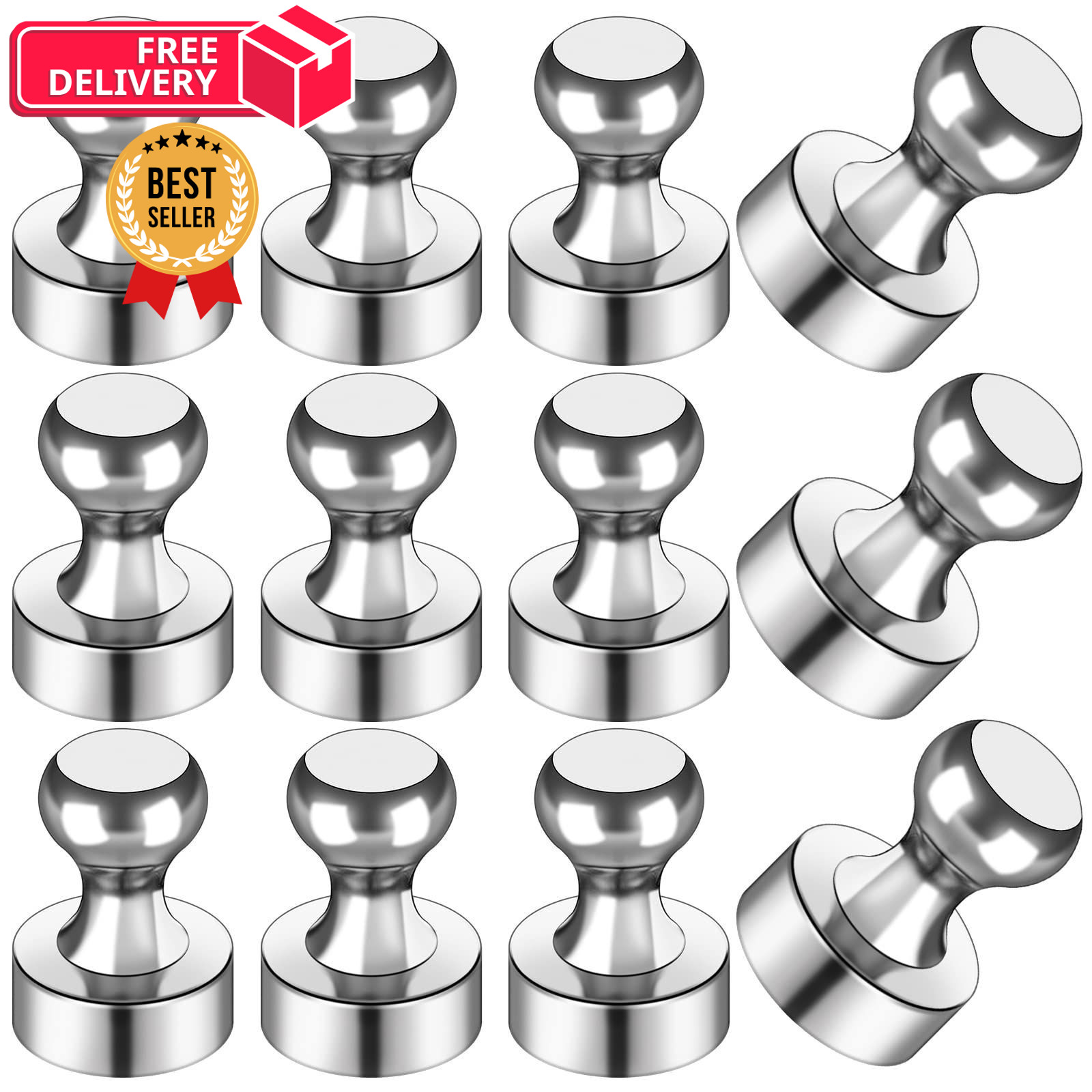 LOVIMAG Fridge Magnets 12Pcs Refrigerator Whiteboard Small 12 pcs, Silver