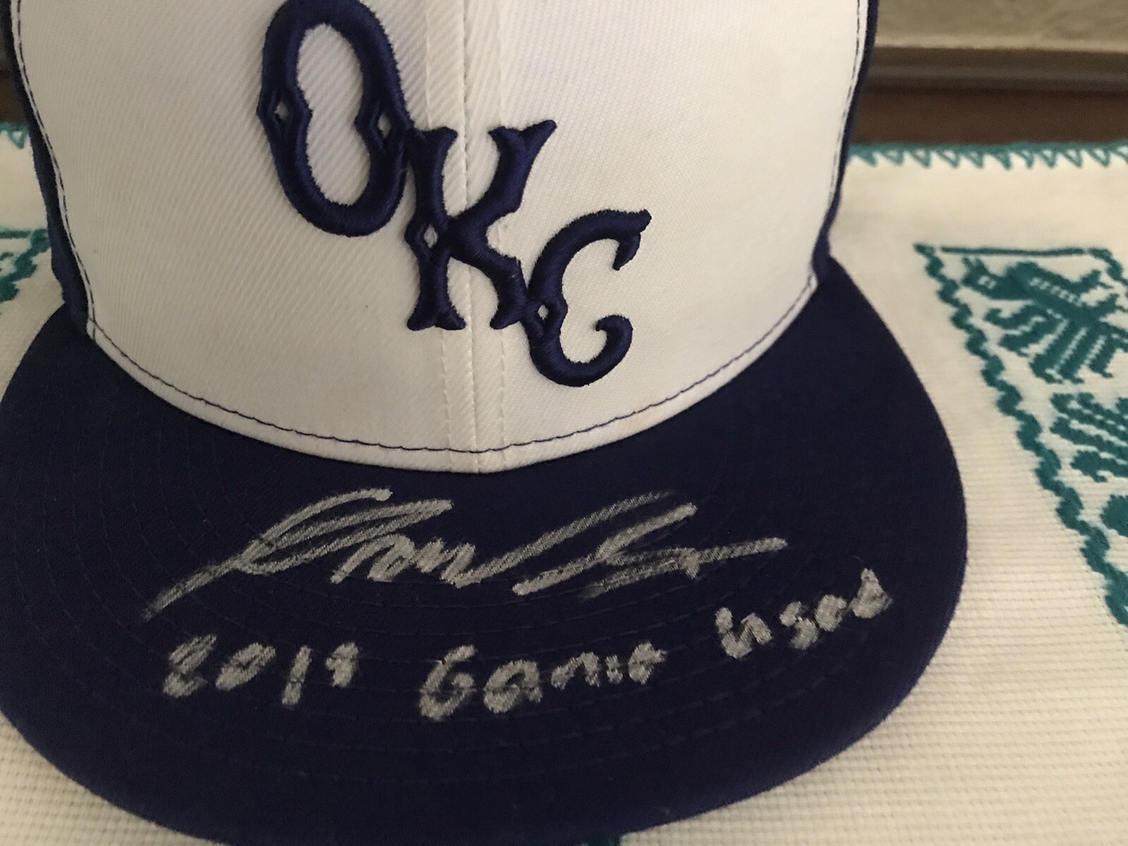 Gavin Lux Dodgers Gamed Used Hat Signed 2019 OKC Authenticated