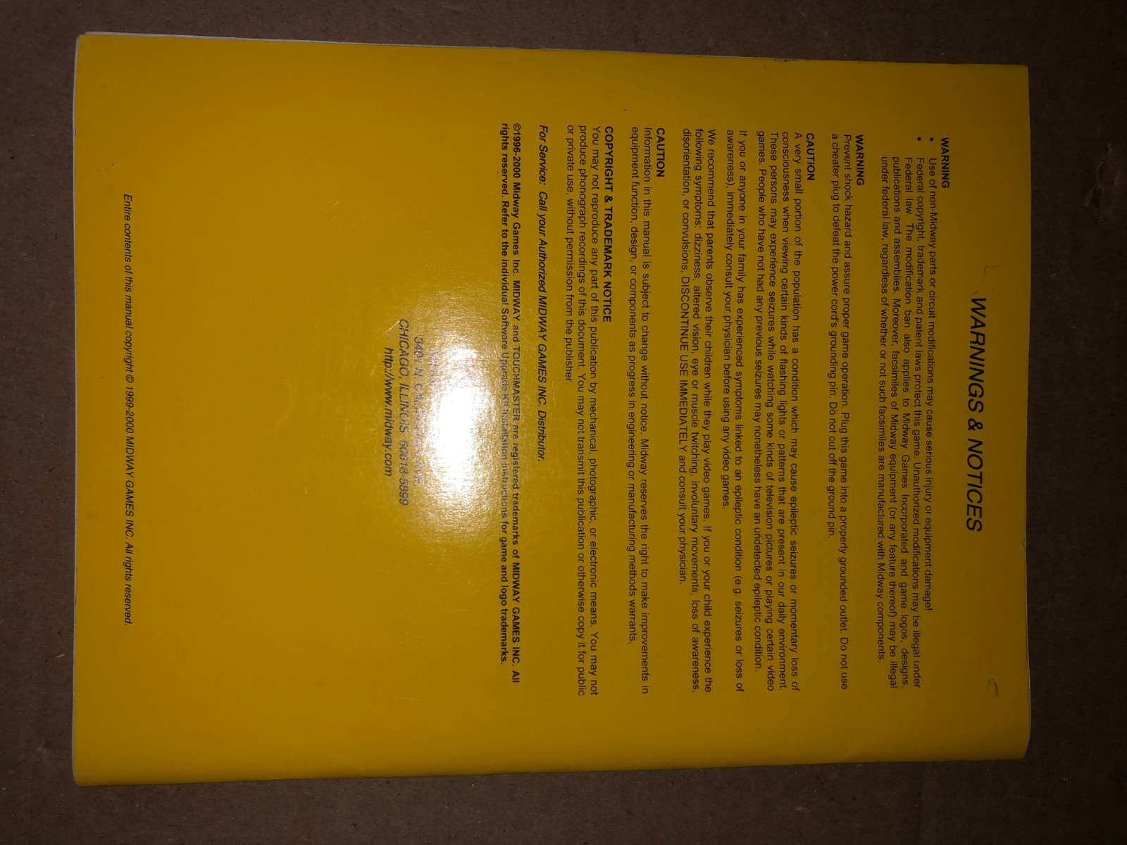 MIDWAY INFINITY TOUCH SCREEN ARCADE MANUAL ORIGINAL