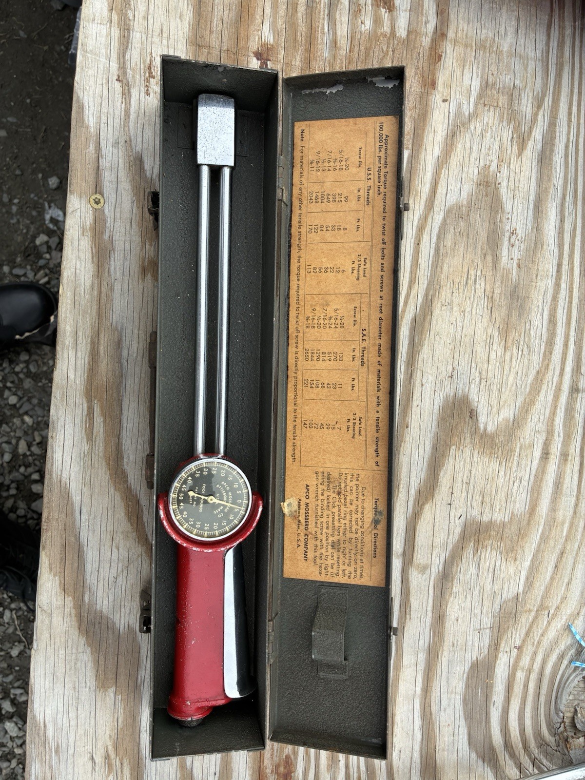 Vintage Apco Mossberg Co Torque Wrench Made In U.S.A
