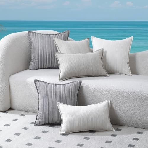 Outdoor Waterproof Throw Pillow Covers 12x20 Set of 20" x 12" (Pack of 2) Blue