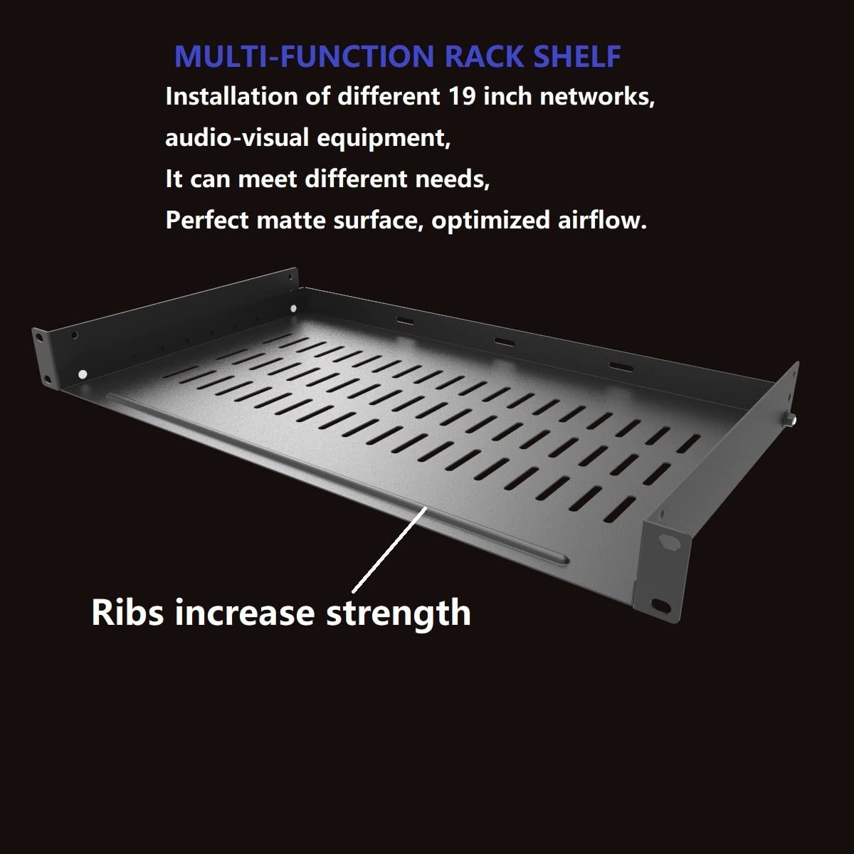 1U Vented Server Rack Shelf 10Inch Deep, Disassembled, No Lip