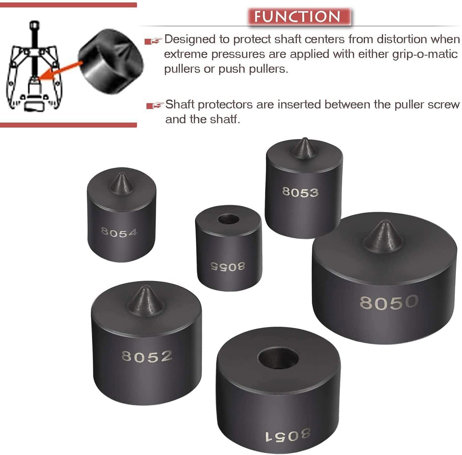 8056 for Grip-O-Matic Puller Push-Puller Gear Bearing Puller Shaft Protector Set