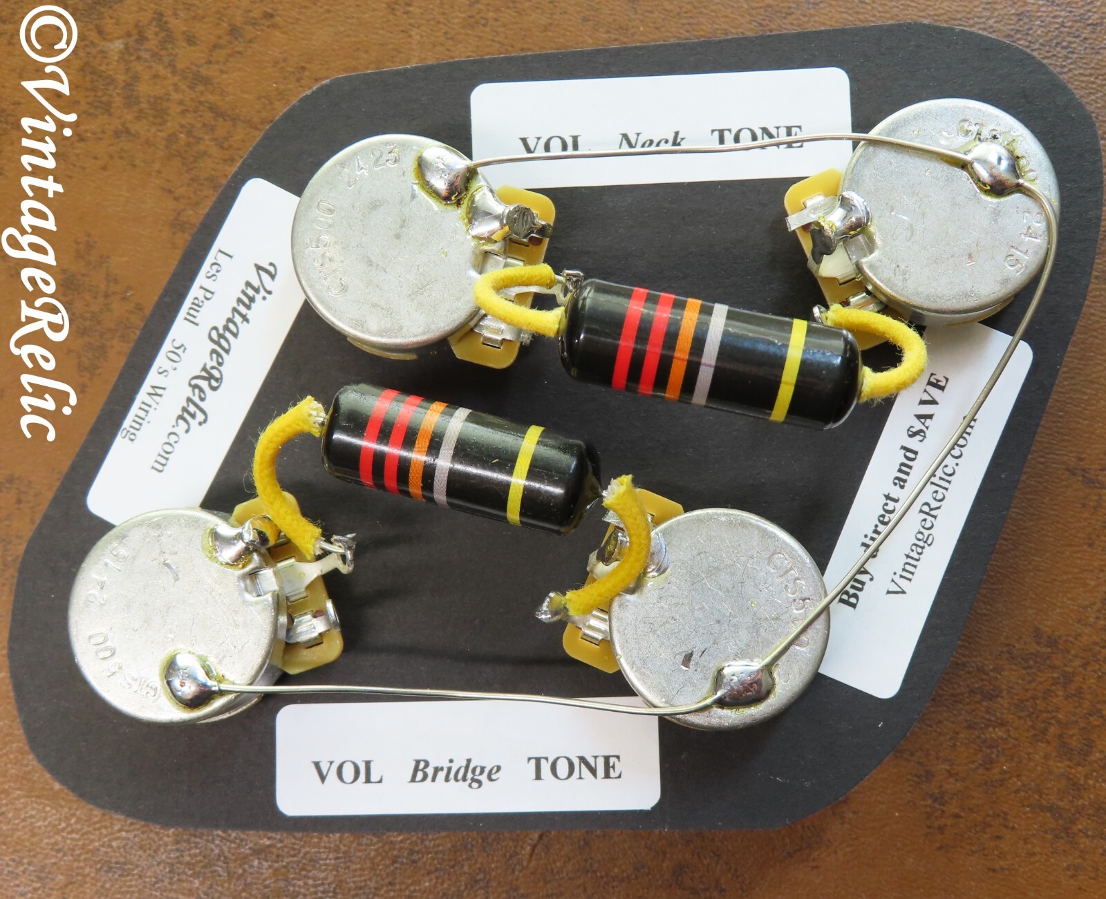 Les Paul Wiring Bumblebee Oil .022uF Caps CTS 550k SHORT SHAFT pots for Gibson