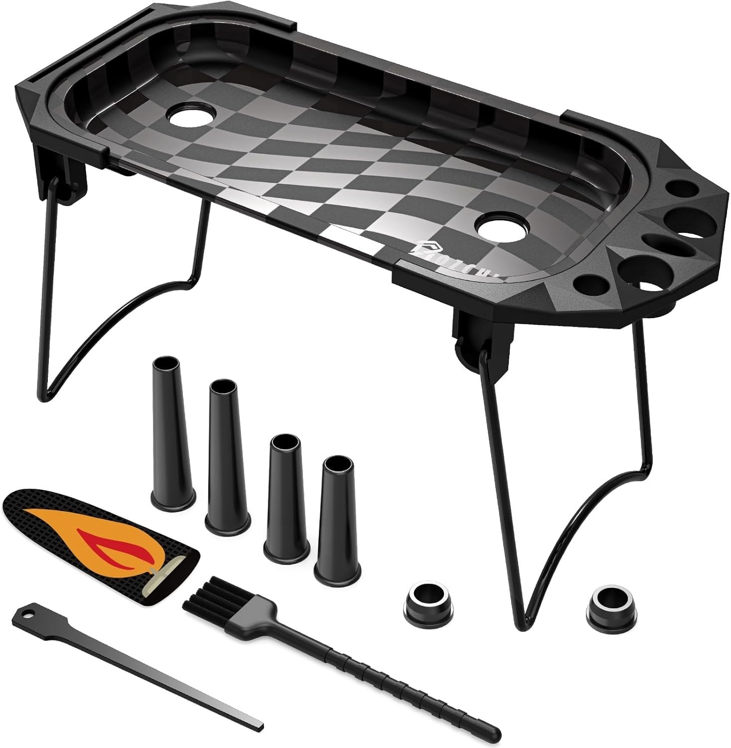 OZCHIN Foldable Metal Tray Set – Stylish Foldable Tray with Cleaning Brush & Sco