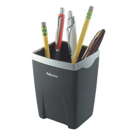 Fellowes 8032301 Pencil Cup, Black/Silver
