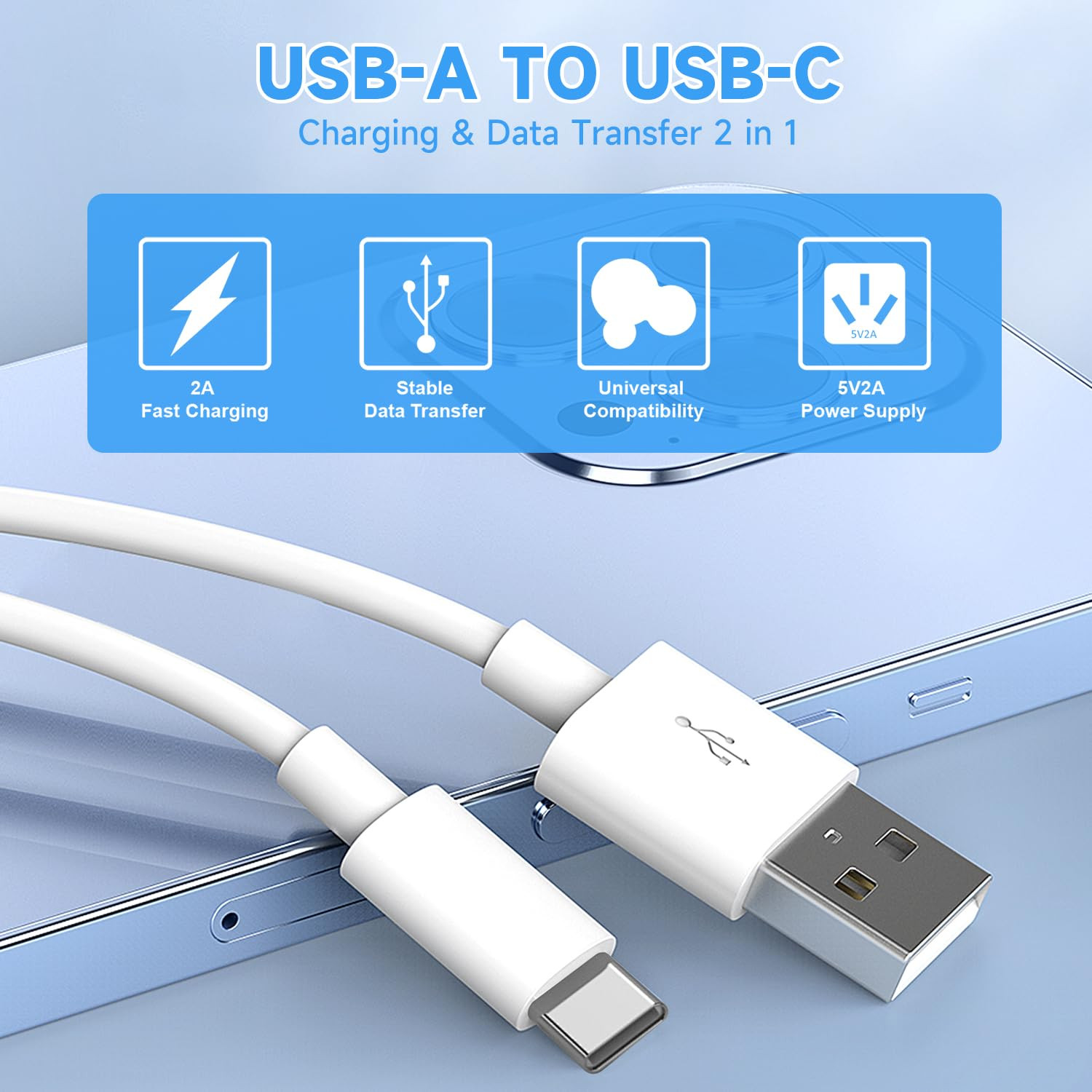 16.4Ft/5M Long USB C Cable Durable USB A to USB C Charging and Data Sync Cord...