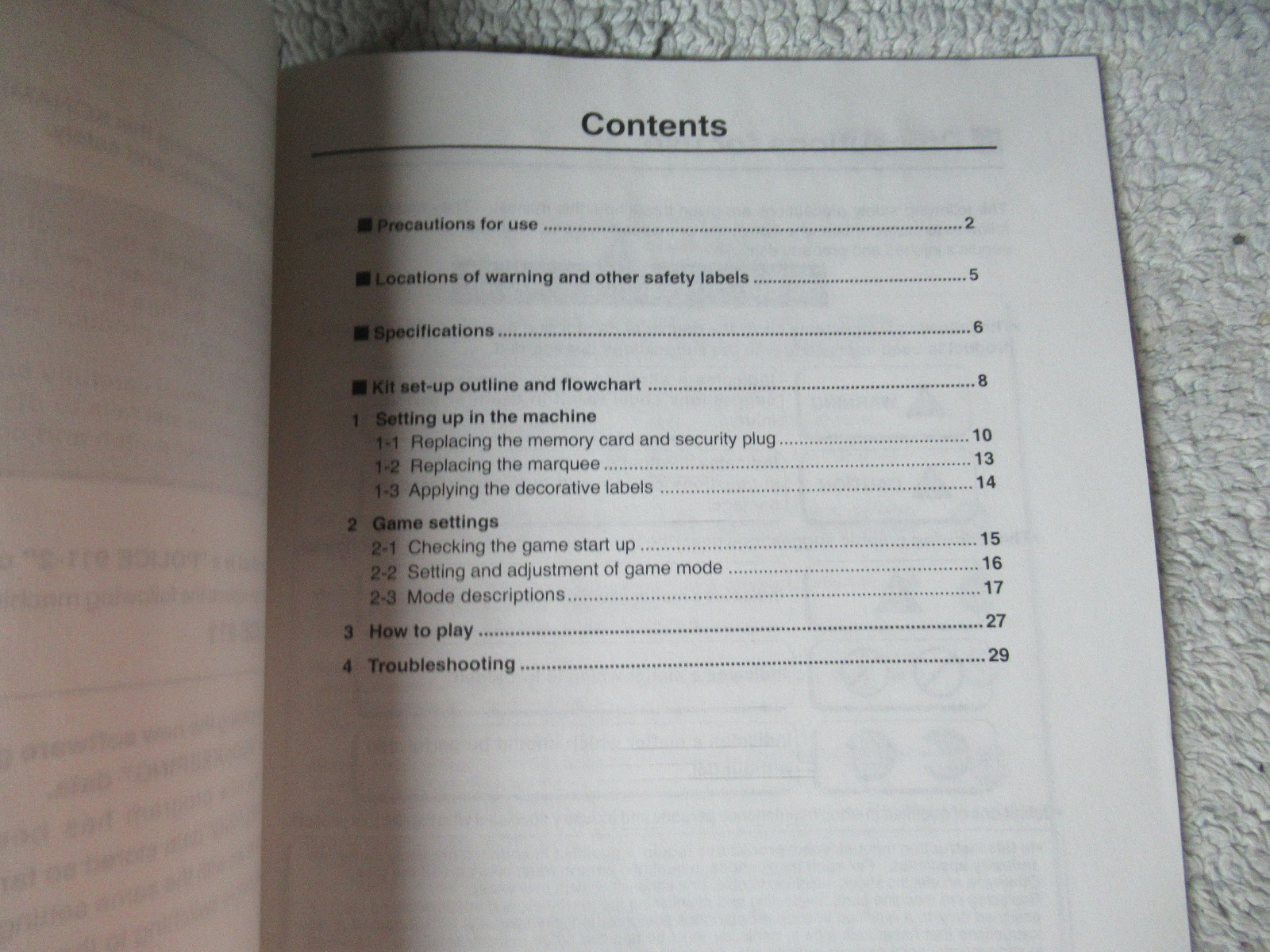 POLICE 911 2 KIT KONAMI arcade video game manual